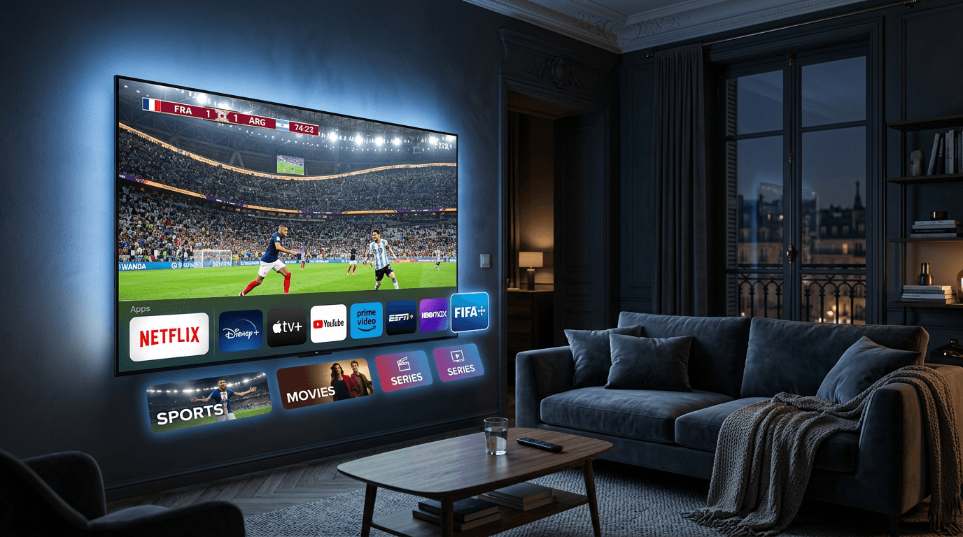 Meilleur abonnement IPTV France 4K - match de football en direct sur Smart TV